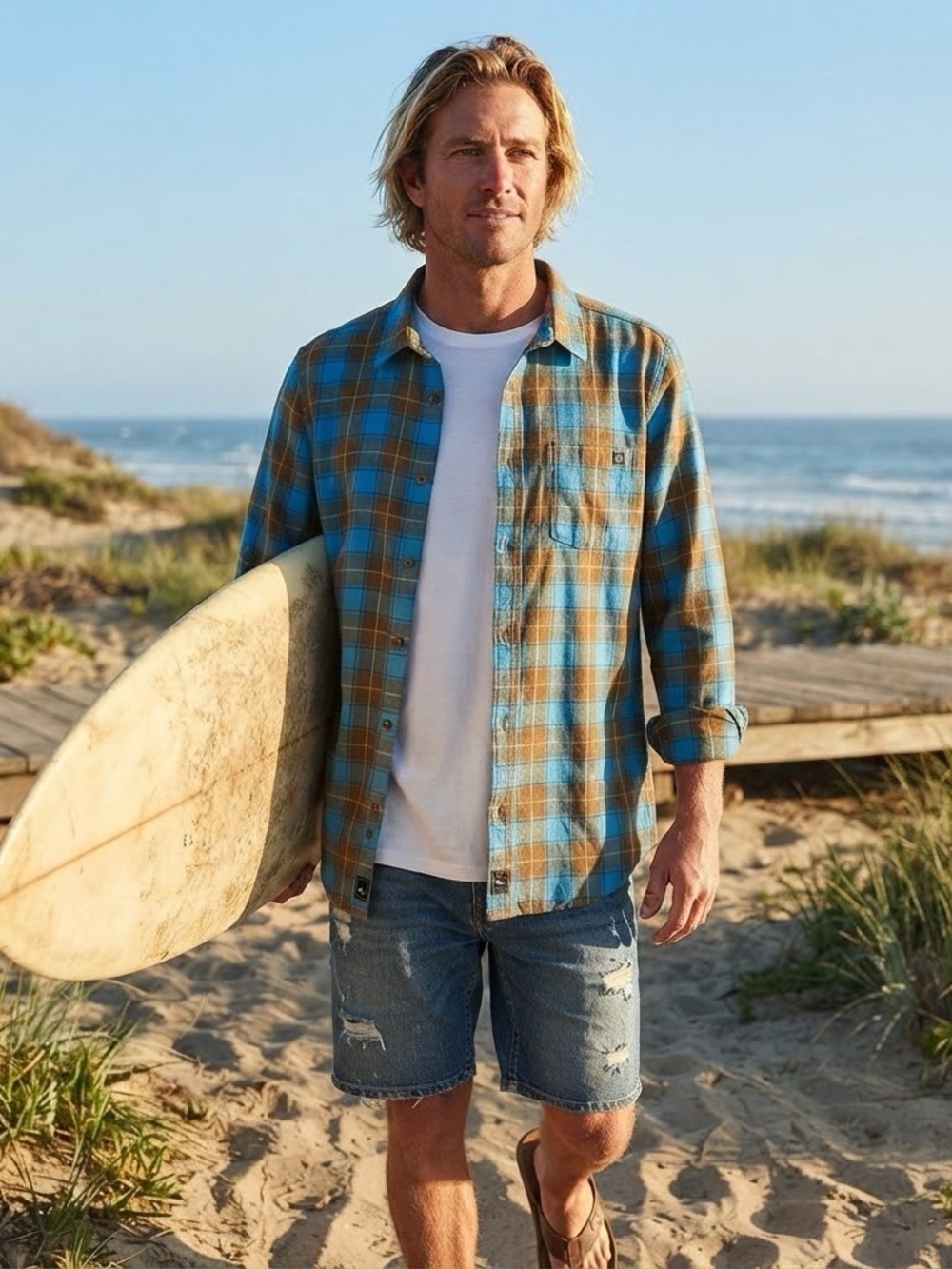 Men’s RipCurl Button Down Top Checkered